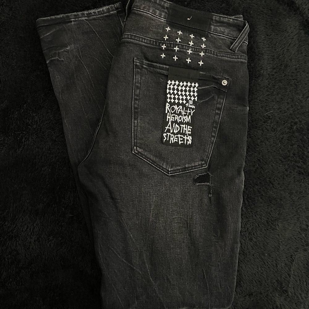 Black Graphic Denim Jeans